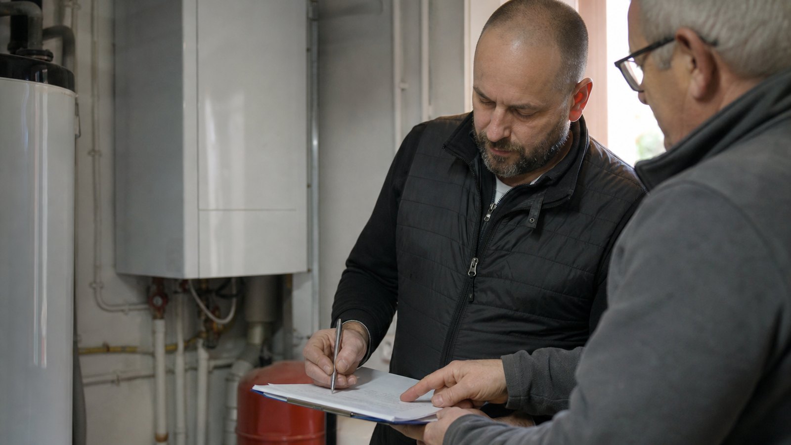 Signature d'un contrat d'entretien de chaudière